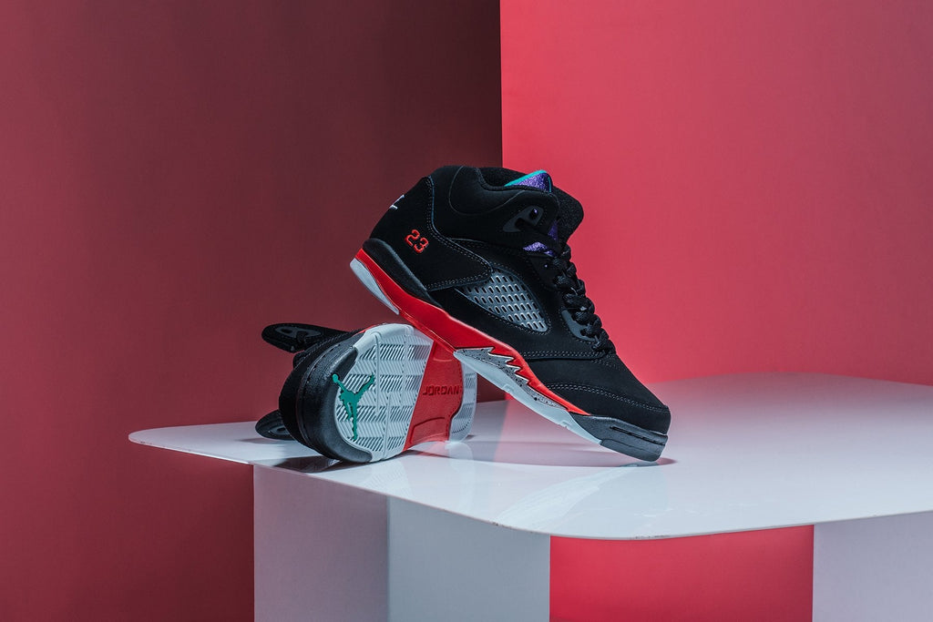 Air Jordan 5 Retro (PS) "Top 3" - Black/New Emerald/Fire Red/Grape Ice